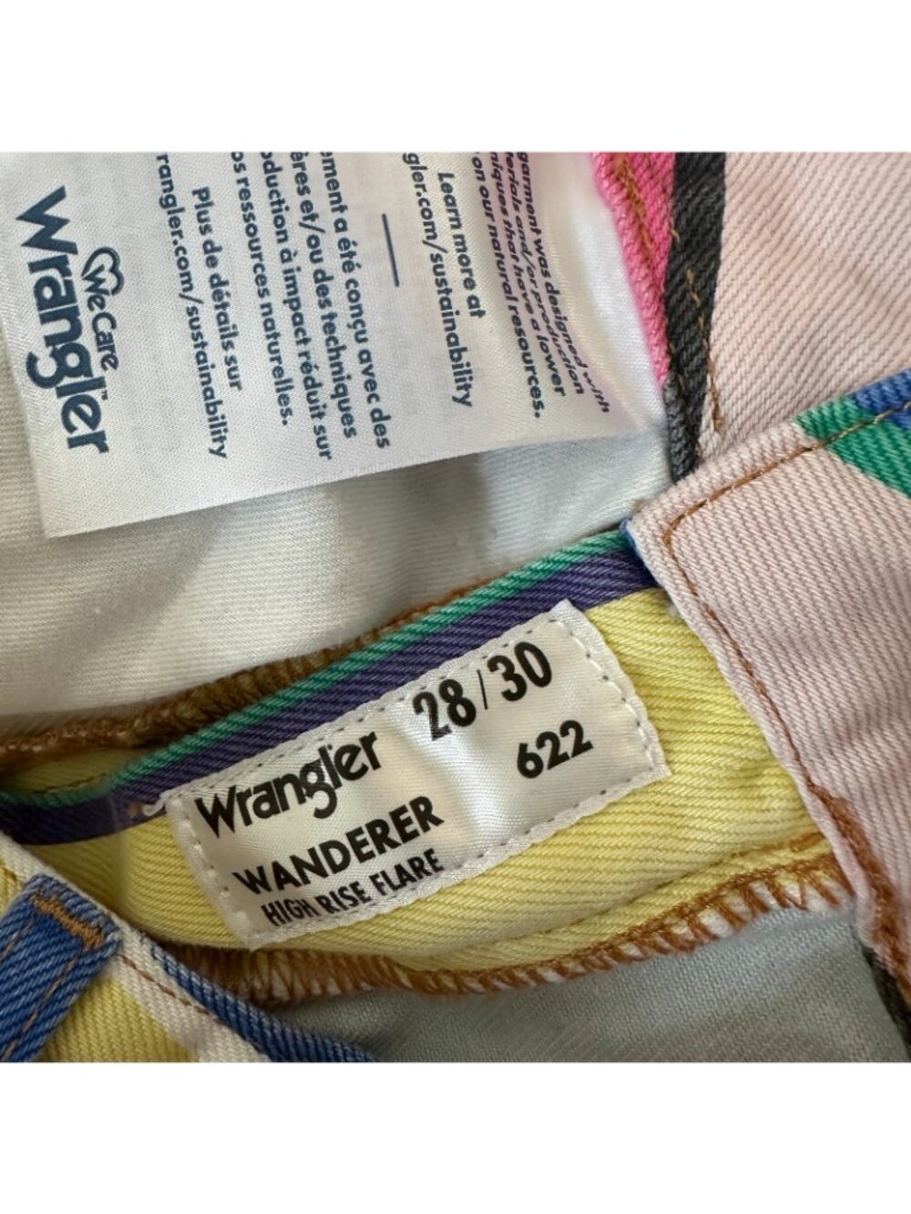 Wrangler Wanderer High Rise Flare Bell Bottom Rainbow Pop Jeans Women's 28 - Picture 5 of 9